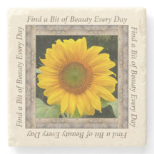 Porta copos de fotos mármore com girassol alegre