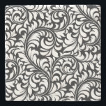 Porta-copo De Pedra Porta copos de mármore preto e branco com Damasco<br><div class="desc">Porta copos de mármore preto e branco com Damasco Floral</div>