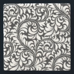 Porta-copo De Pedra Porta copos de mármore preto e branco com Damasco<br><div class="desc">Porta copos de mármore preto e branco com Damasco Floral</div>