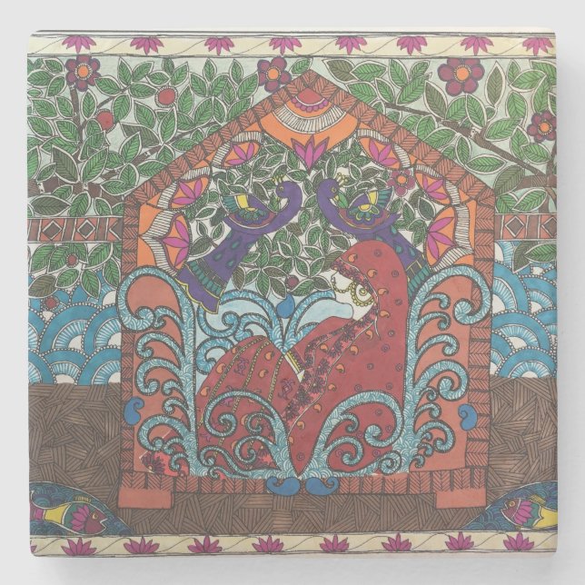 Porta-copo De Pedra Porta copos de noiva indiana (Frente)