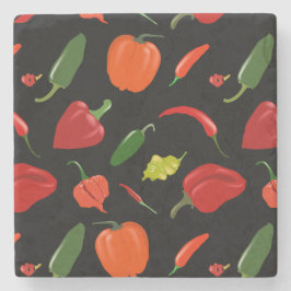 Porta-copo De Pedra Porta copos de pimentões picantes