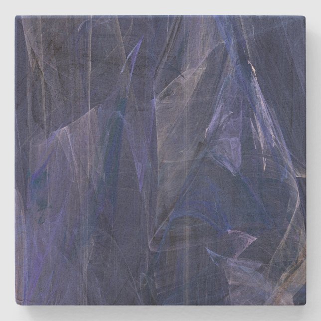 Porta-copo De Pedra Porta copos Fractal Abstrato azul (Frente)