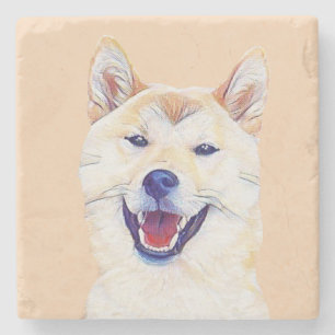 Porta-copo De Pedra Porta copos Marble Shiba Inu Feliz