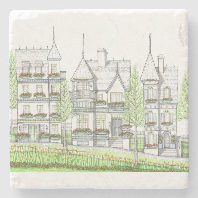 Porta-copo De Pedra Porta copos Marble Vitoriano (Frente)