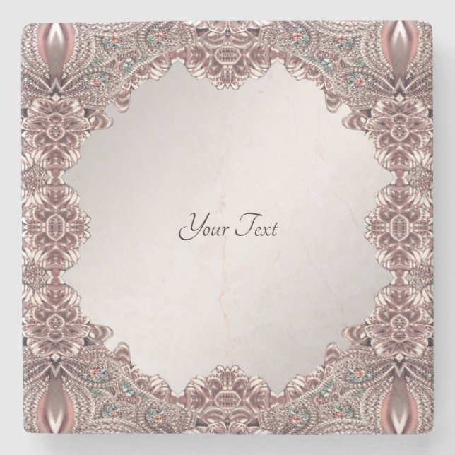 Porta-copo De Pedra Porta copos Ornamental Rosa (Frente)