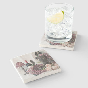 Porta-copo De Pedra Porta copos Pedra Demasiado Vinho e Uva