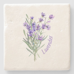 Porta-copo De Pedra Porta copos Pedra, Lavanda Flor De Aquarela