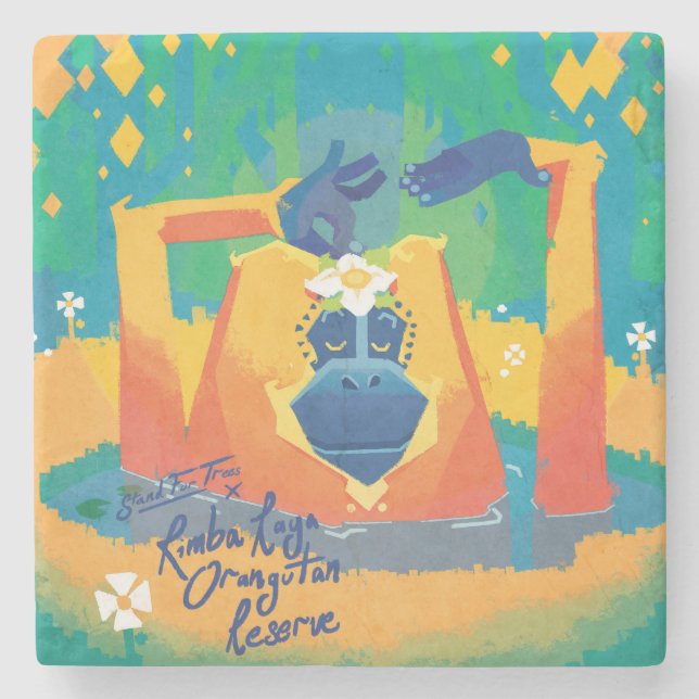 Porta-copo De Pedra Porta copos Rimba Raya Orangutan Reserve Stone (Frente)