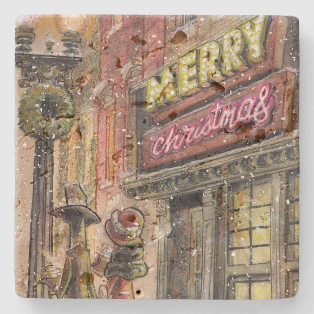 Porta-copo De Pedra Porta copos Rústica de Rolagem de Cidade Romântica (Frente)