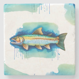 Porta-copo De Pedra Porta copos - Série Watercolor: Trout/Salmon
