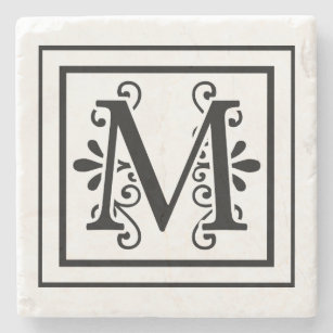 Porta-copo De Pedra Portas copos da pedra do monograma da letra M