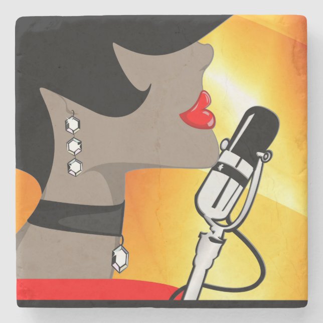 Porta-copo De Pedra Portas copos de mármore do rouxinol, música (Frente)