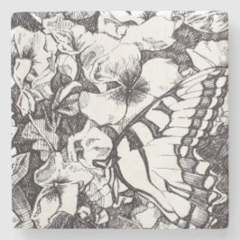 Porta-copo De Pedra Portas copos de Pedra Detalhadas da Borboleta e Fl