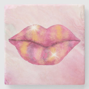 Porta-copo De Pedra Portas copos de pedra no lápis em cor rosa e Doura