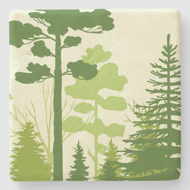 Porta-copo De Pedra Portas copos de pedra verde da floresta (Frente)