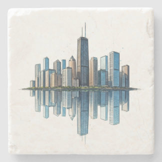 Porta-copo De Pedra Portas copos Skyline Chicago
