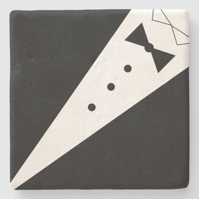 Porta-copo De Pedra Portas copos Tuxcedo (Frente)