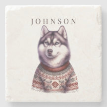 Porte-copos Personalizado, Husky Siberiano Festivo