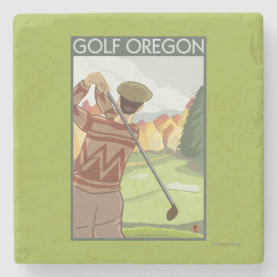 Porta-copo De Pedra Poster das viagens vintage da cena de OregonGolf