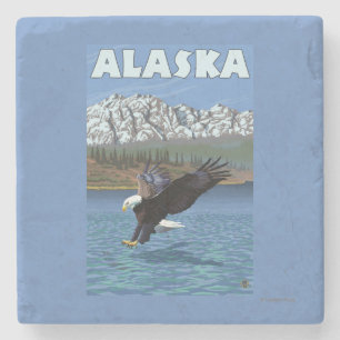 Porta-copo De Pedra Poster das viagens vintage de AlaskaBald Eagle