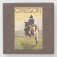 Poster das viagens vintage do vaqueiro a cavalo
