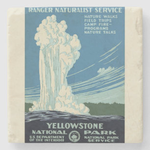 Porta-copo De Pedra Poster do Parque Vintage Yellowstone