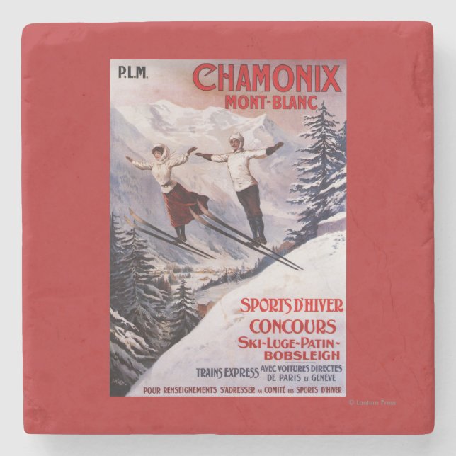 Porta-copo De Pedra Poster do promocional do esqui (Frente)