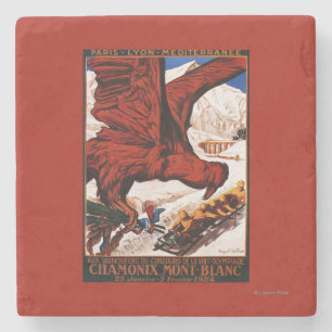 Porta-copo De Pedra Poster olímpico de 1924 jogos do inverno