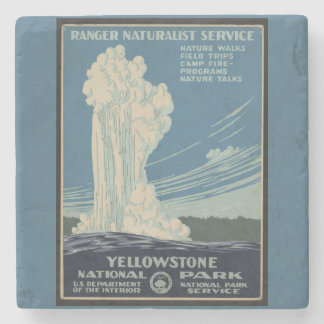 Porta-copo De Pedra Poster vintage de Parque Justo de Yellowstone