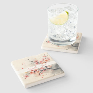 Porta-copo De Pedra Pousa-copos de pedra para casamento Sakura em aqua