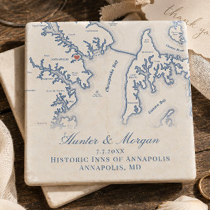 Porta-copo De Pedra Pousadas Históricas de Annapolis Casamento Mapa Ch