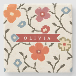 Porta-copo De Pedra Povo Escandinavo Boêmio Vintage Floral Personaliza