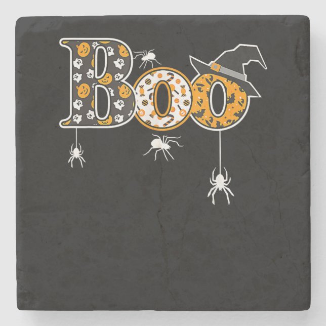 Porta-copo De Pedra Presente de aranha | Aranha Halloween Boo (Frente)