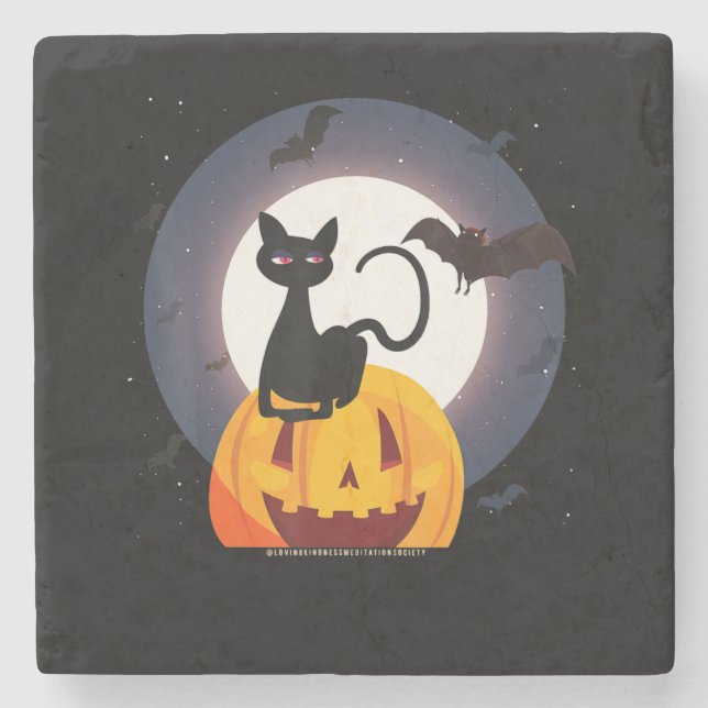 Porta-copo De Pedra Presente de aranha | Pumpkin Preto De Gato Hallowe (Frente)