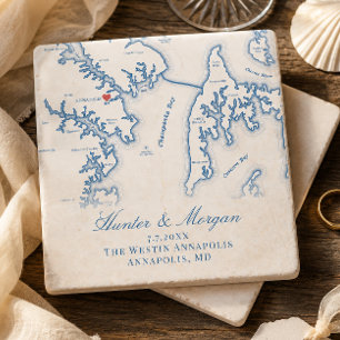 Porta-copo De Pedra Presente de Casamento Westin Annapolis Annapolis M