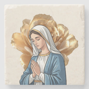 Porta-copo De Pedra Presente de Decoração Católica Cristã Mãe Maria