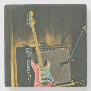 Porta-copo De Pedra Presente de guitarrista acústico