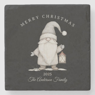 Porta-copo De Pedra Presente de Natal gnomo personalizado creme branco