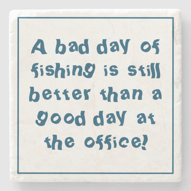 Porta-copo De Pedra Presente do pescador com cotação de pesca (Frente)