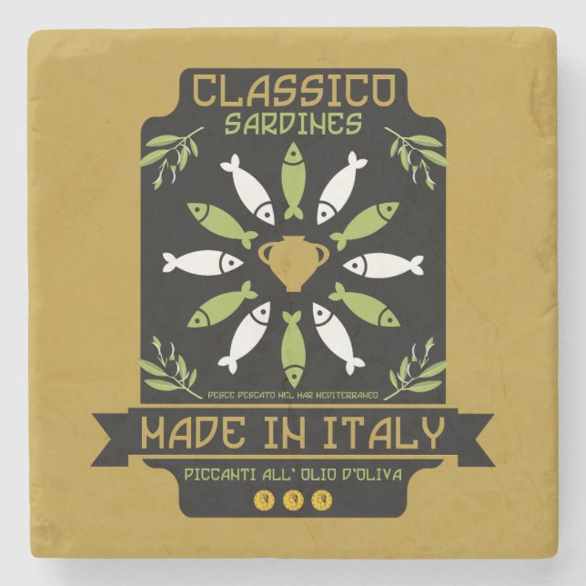 Porta-copo De Pedra Presente italiano de Impressão de arte sarda (Frente)