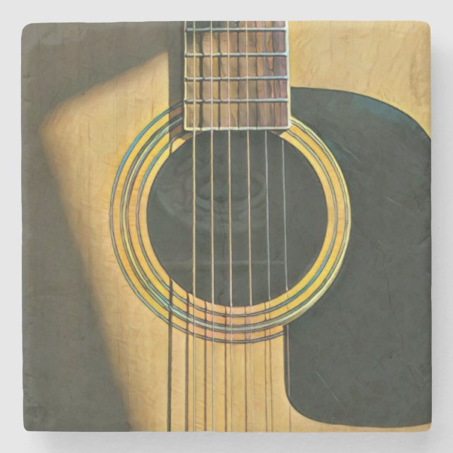 Porta-copo De Pedra Presente para guitarrista músico (Frente)