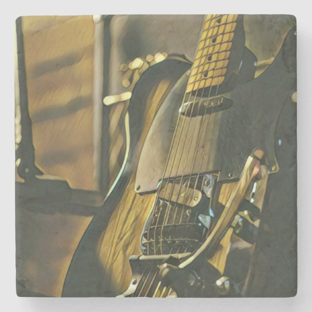Porta-copo De Pedra Presente para namorado guitarrista (Frente)