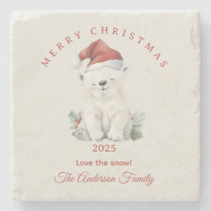 Porta-copo De Pedra Presente personalizado de Natal com urso polar aqu