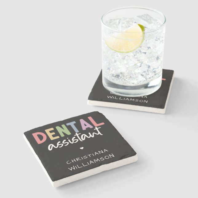 Porta-copo De Pedra Presente Personalizado para Assistente Dental (Lateral)