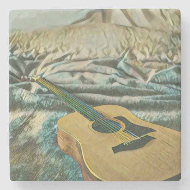 Porta-copo De Pedra Presentes de amantes de guitarra (Frente)