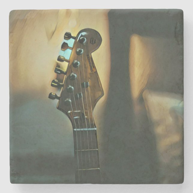 Porta-copo De Pedra Presentes de guitarra vindimada (Frente)