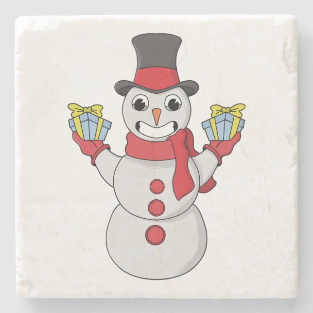 Porta-copo De Pedra Presentes de Snowman (Frente)