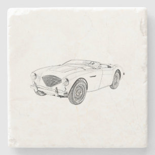Porta-copo De Pedra Preto E Branco 1953 - Desenho Austin-Healey 100