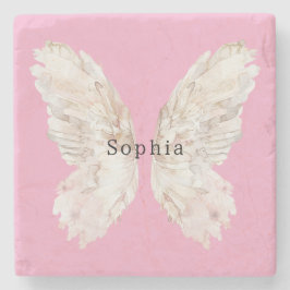 Porta-copo De Pedra Pretty Girly Pink Butterfly Wings  