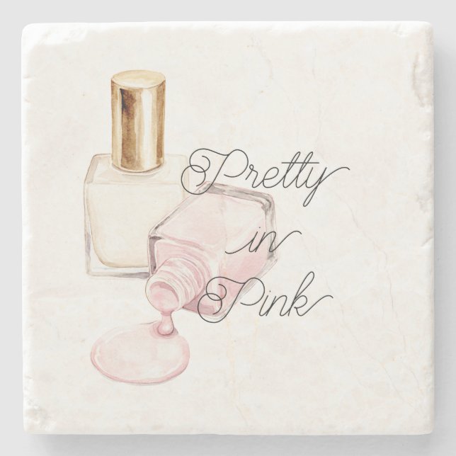Porta-copo De Pedra Pretty in Pink White Nail Polish (Frente)